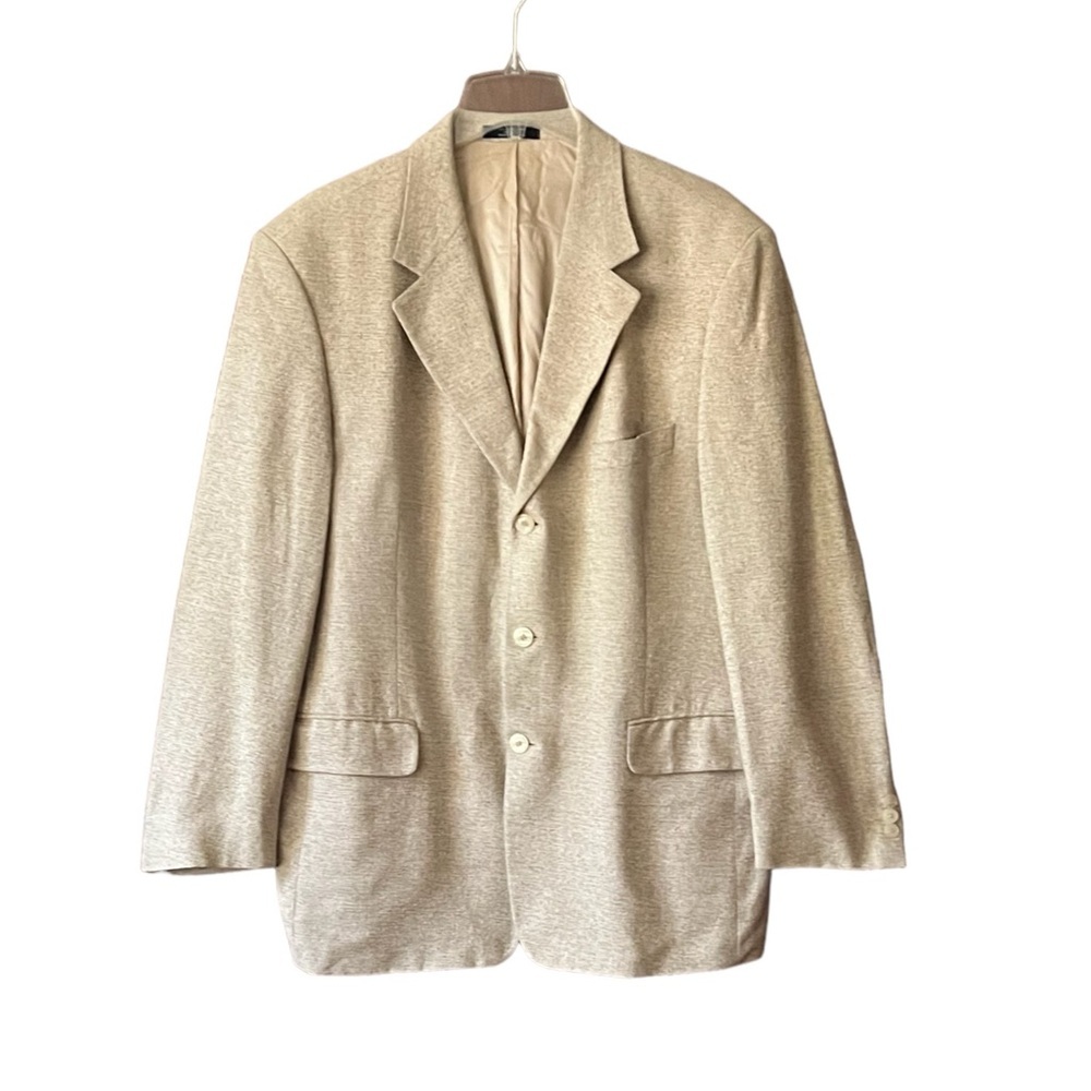 English Manor 100% Silk Men’s Beige Blazer Sport Coat. Size 44R